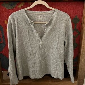 L.L. Bean Heather Gray Henley Top